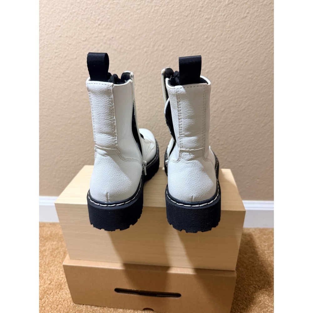 Sincerely Jules White Combat Boots Chunky Lug Sole Platform Vegan Side Zip sz 7 - Picture 4 of 7